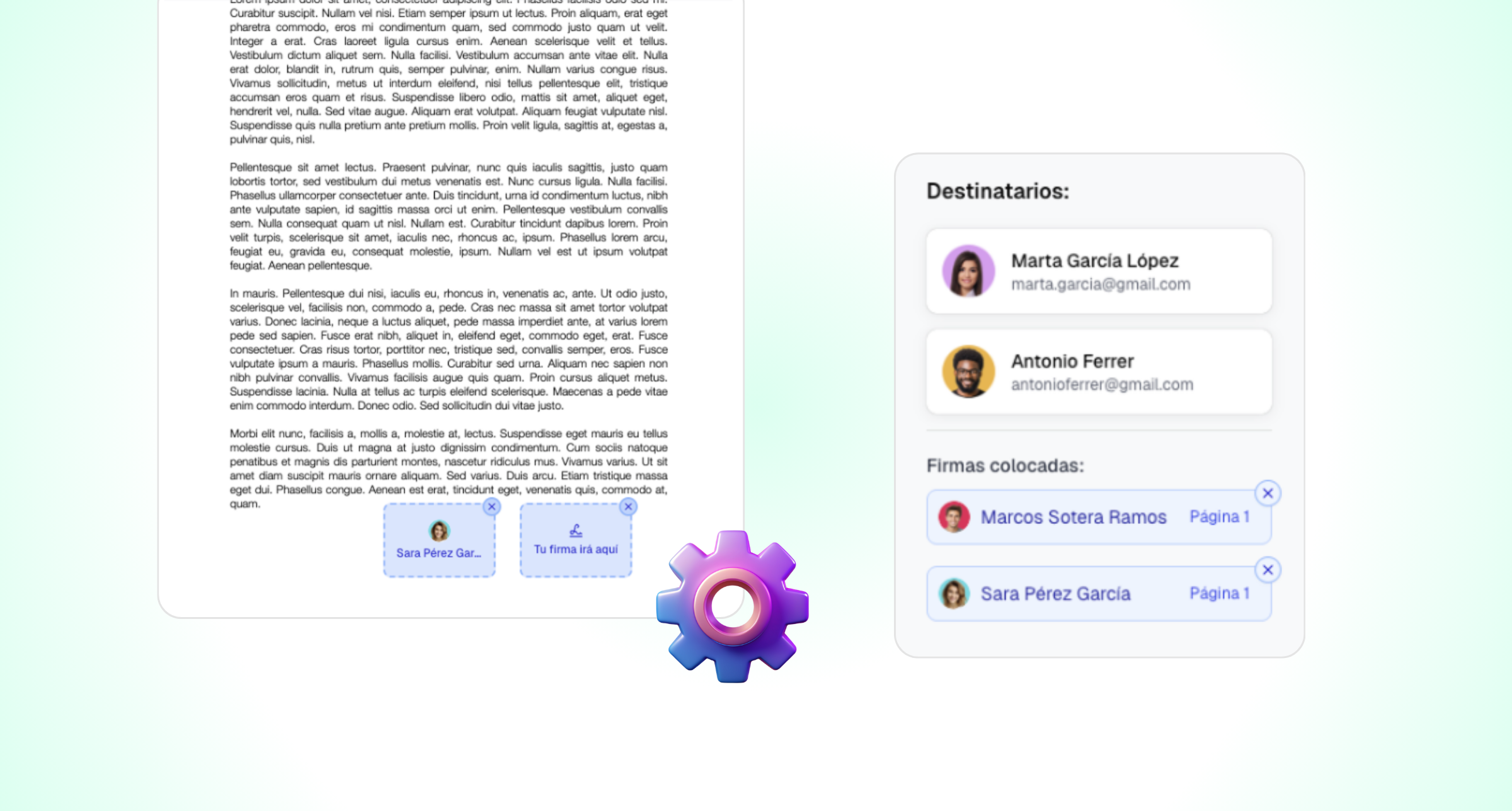 Configuración de firmantes del documento en Horalia